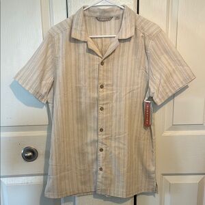 BURNSIDE Beige Striped Men's Shirt